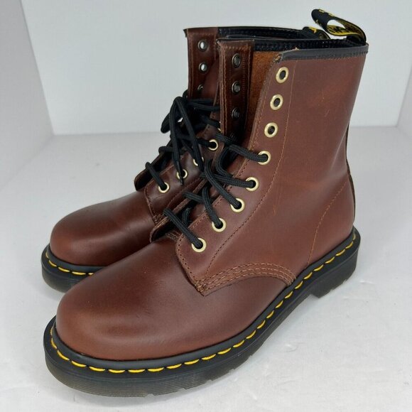 Dr. Martens Shoes - Dr Martens Air Wair Pascal Carrara Womens 1460 Brown Leather LaceUp Size 7 Boots